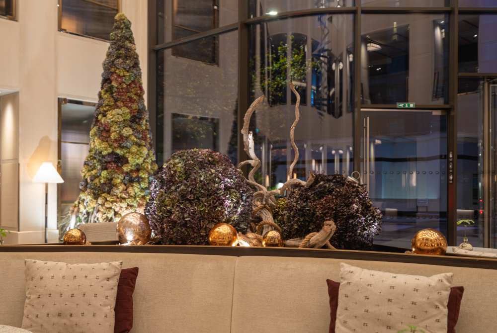 A Yuletide Hydrangea Display for Nobu Portman Square
